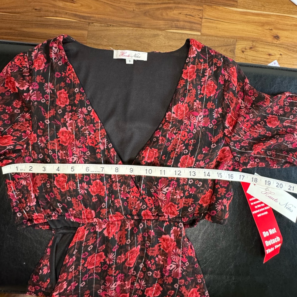 $12 Bundled💥 NEW Haute Nites Maxi Floral Print Sides Maxi Dress Sz 9 Junior - Picture 6 of 13